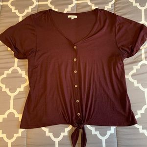 Tie front button down blouse